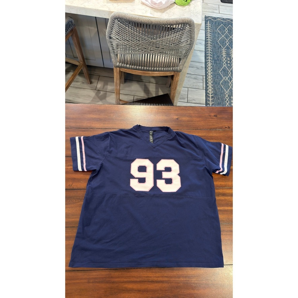 LSKD Fearless FLXCotton Tee Navy Blue 93 Graphic Oversized Jersey V-Neck 2XL
